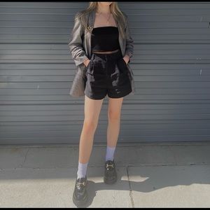 Zara high waisted pleated black shorts xs